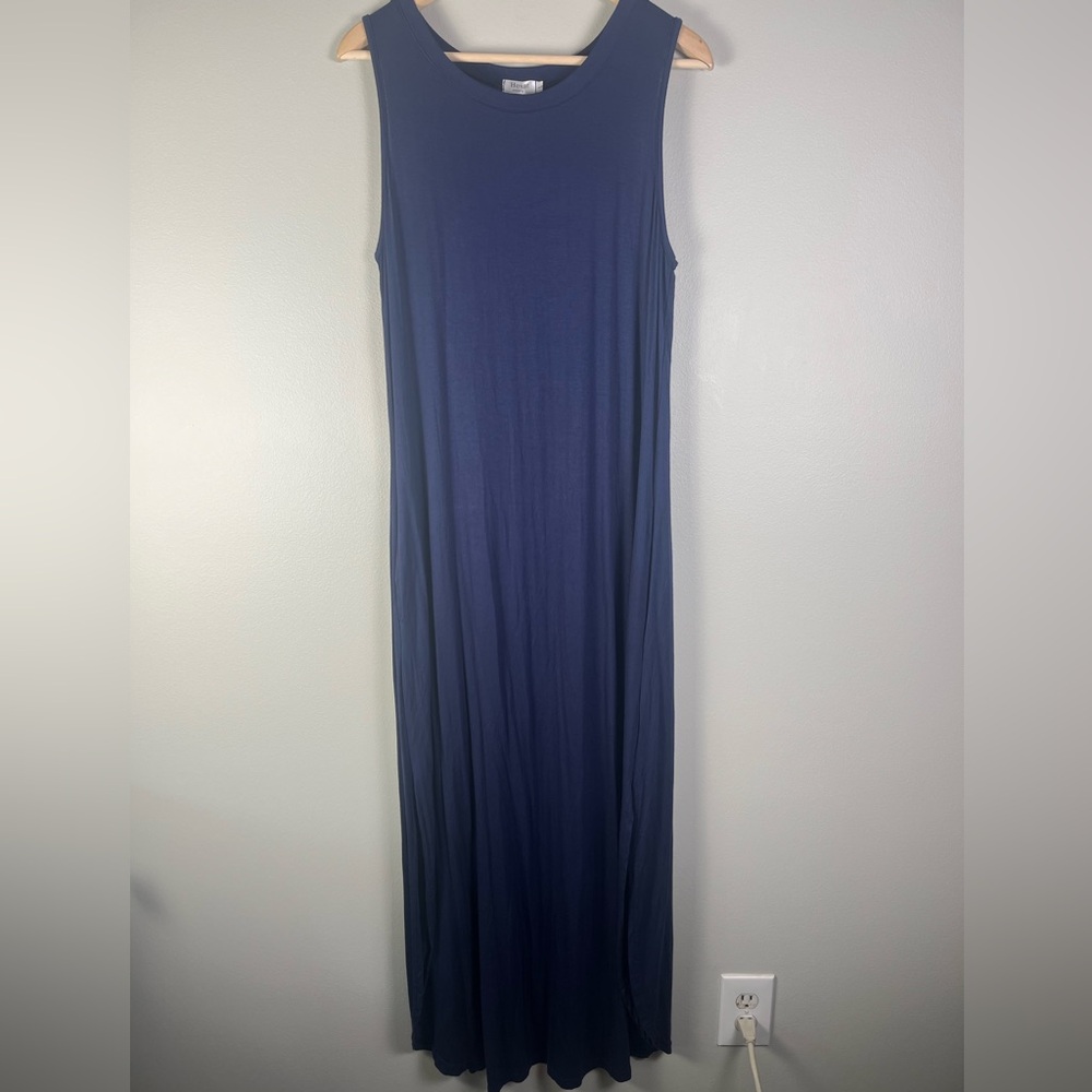 HOUNT Maxi Dress Sleeveless Sundresses Navy Blue Sz Large Long NWT